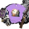 Pumpkin Skeleton Horror Halloween Tshirt Women Spooky Season Shirt Horror Pumpkin Graphic T Shirts Women Skeleton Halloween Top