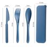 3-Piece Wheat Straw PP Utensils Set Portable Cutlery Box Lightweight Camping Travel Student Reusable Tableware  Kitchen Tools