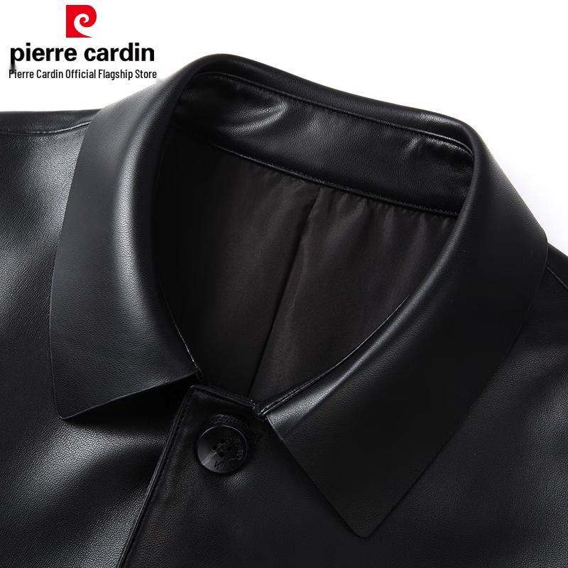Pierre Cardin Men's Genuine Sheepskin Stand Collar Leather Jacket