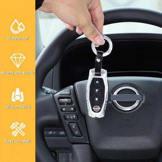 Mech Silver Alloy Car Key Case Cover Shell Protector For Nissan Frontier 22+
