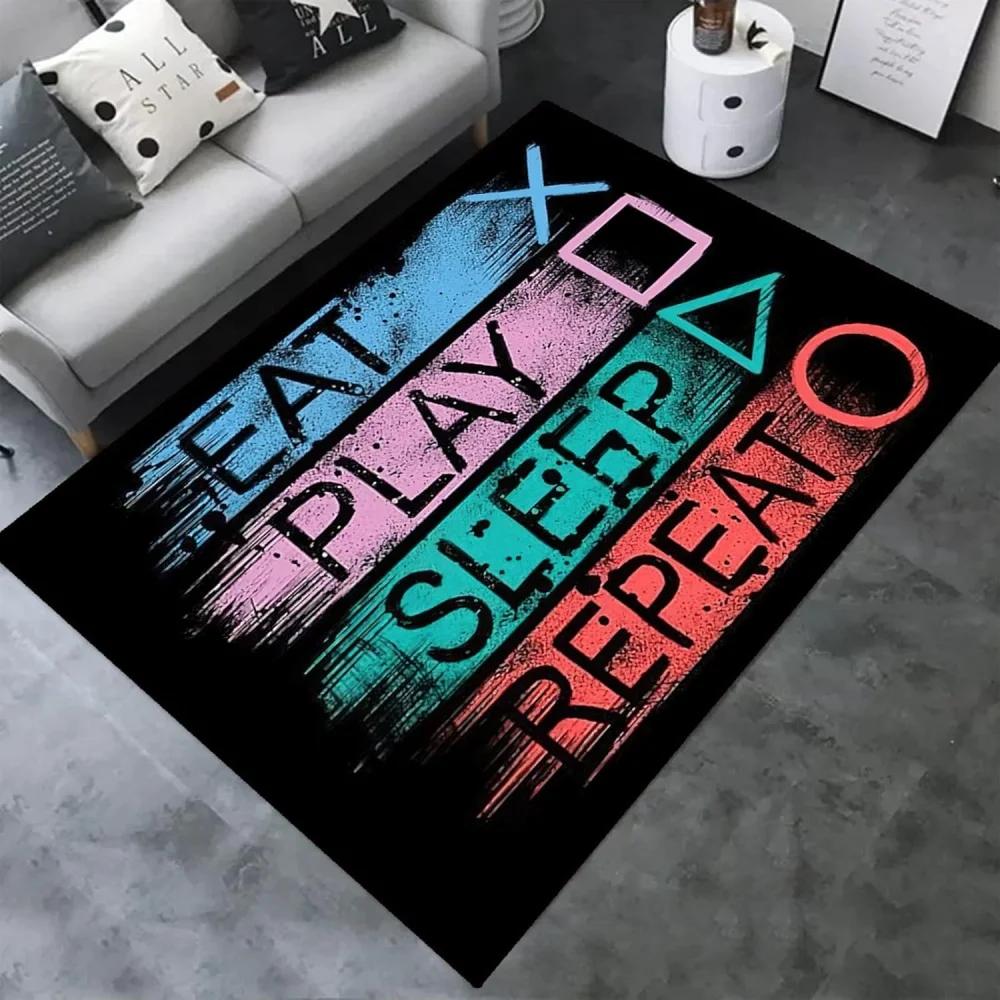 3D Game Controller Gamer Gaming Pattern Area Rugs Bedroom Non-Slip Gaming Gamepad Carpet Floor Mat Decor for Living Room Doormat