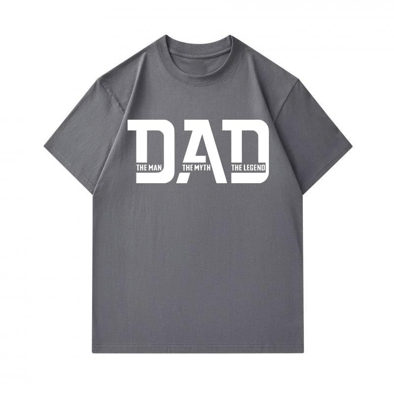 Men's 100% Cotton Crew Neck Short Sleeve T-Shirt, DAD The Man The Myth The Legend Print Casual Comfortable Father's Day Gift Tops For Daily Wear