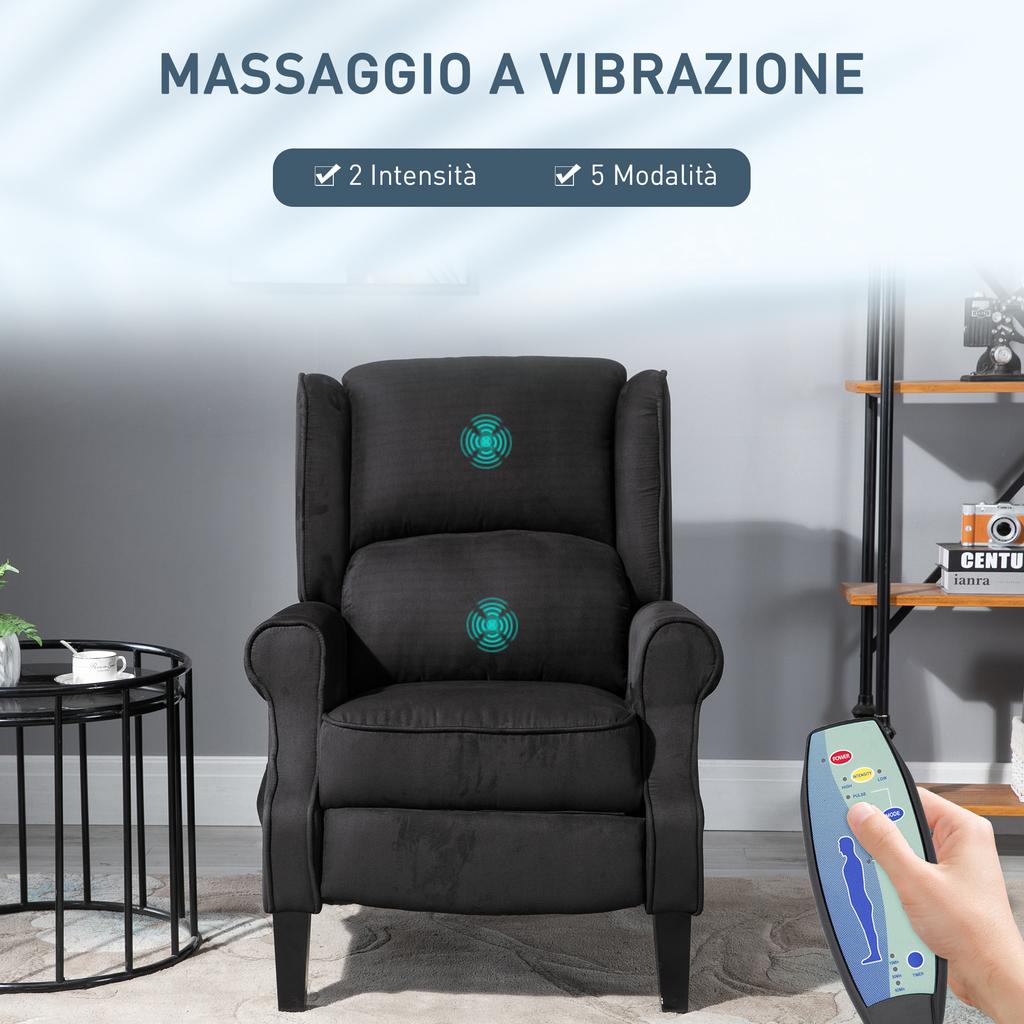 Reclining Massage Armchair With Remote Control 78x83x101cm Black