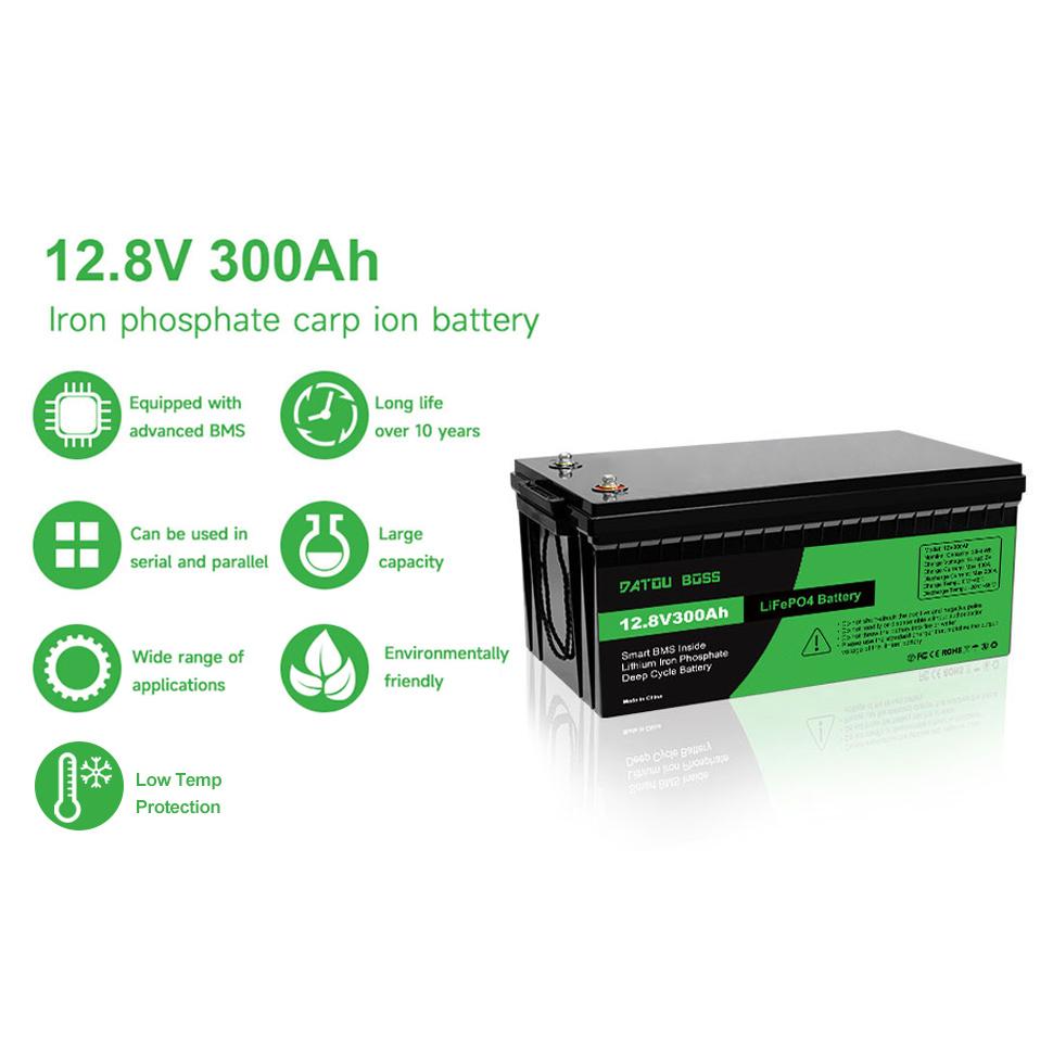 EU Local Stock Rechargeable Discharge Current 120A 12V 300AH Energy Storage Battery Pack  Lithium Ion Lifepo4 Battery Datouboss