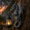 Solar Dragon Wall Light Vintage Resin Outdoor Dragon Sculpture Lamp Waterproof Gothic Garden