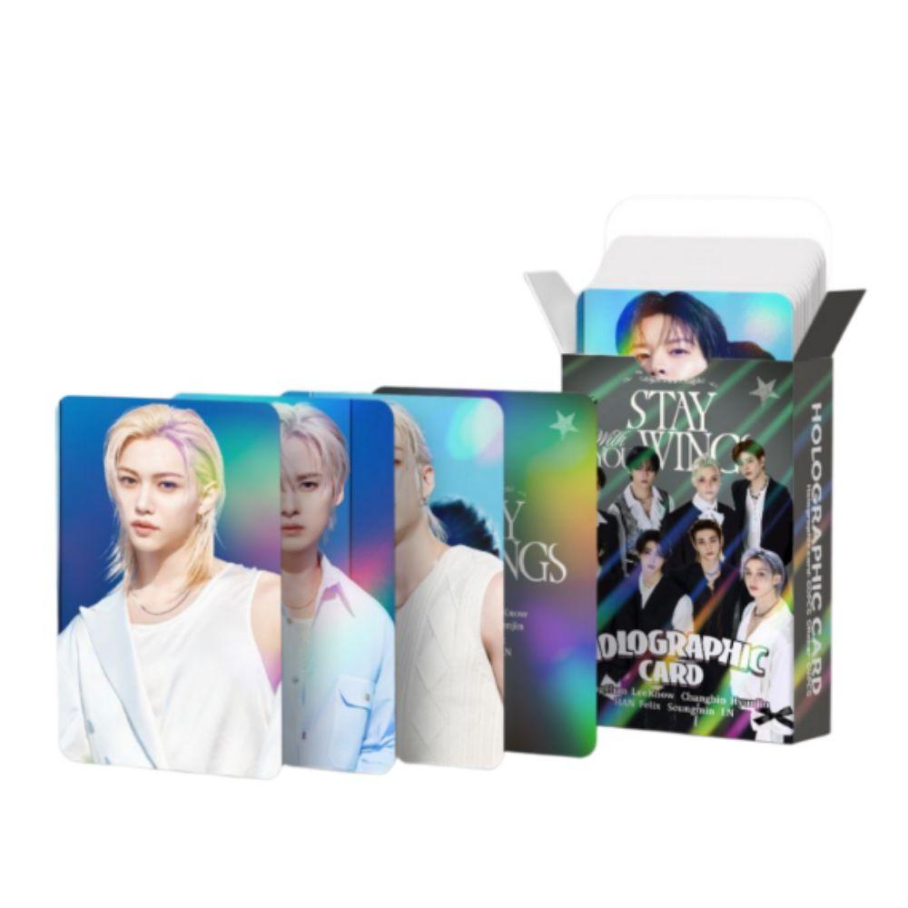 Stray Kids Hologramm Fotokarte Sticker 124 Stück Mega Pack (60 Stück Karten + 64 Stück Aufkleber) K-POP-Artikel