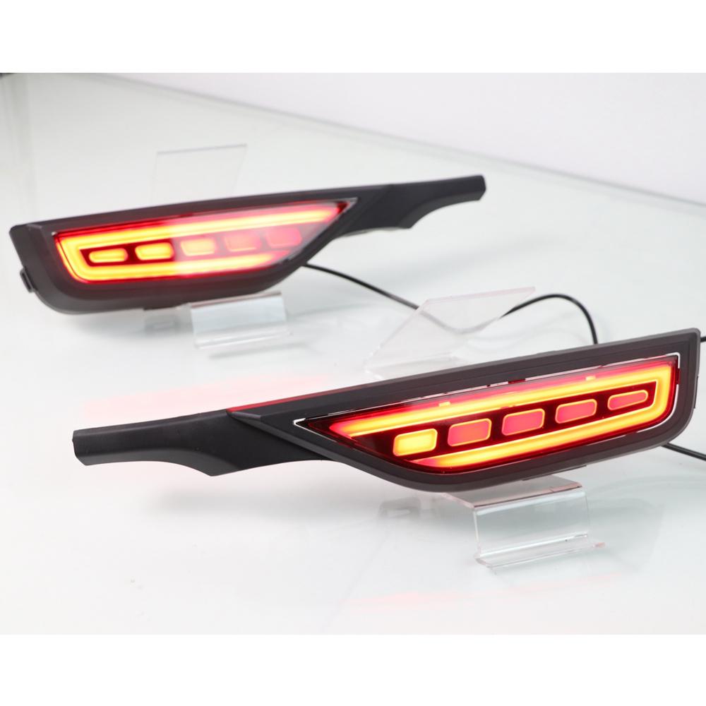 2PCS Rear Fog Lamp Car LED Rear Bumper Light Brake Light Flowing Turn Signal Reflector For Honda Jazz Fit 2018 2019 2020