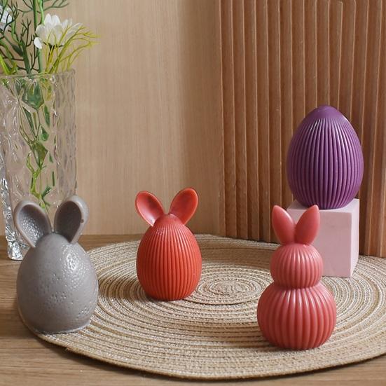 Silicone Molds Easter Bunny Egg Casting Mold Set for Plaster Soy Wax Resin Flexible Easy Release Craft