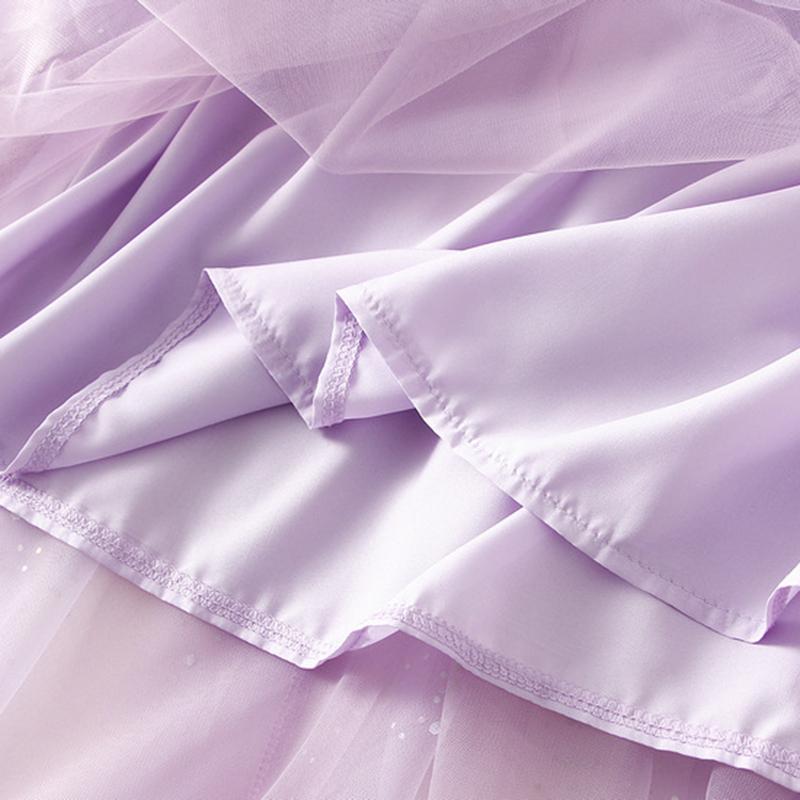 Qooth Women Shiny Fairy Tulle Gauze Skirt Elegant Sweet Elastic Waist Midi Mesh Skirt Ankle Length QT2201