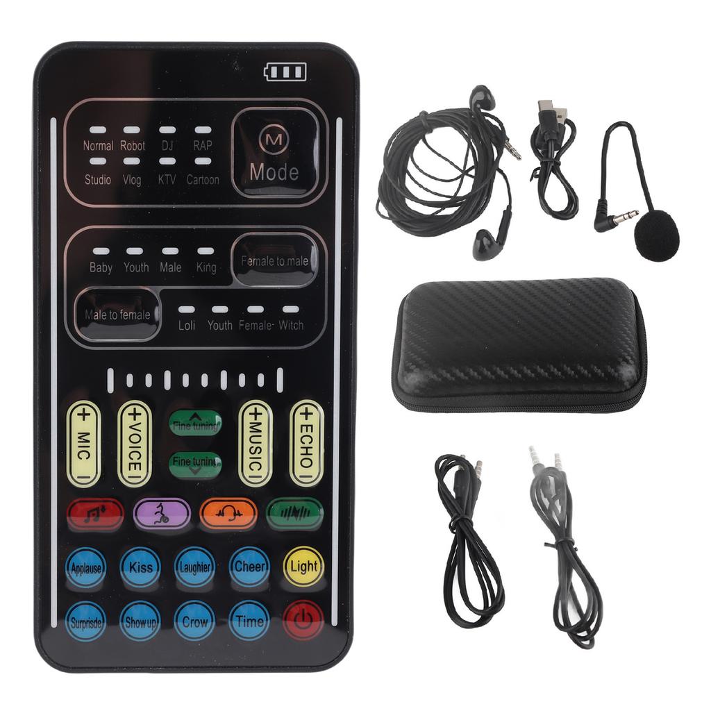 I9 Voice Changer Set Multifunction Portable Recording Mini Sound Card for Game Anchor Recording Computer English Version