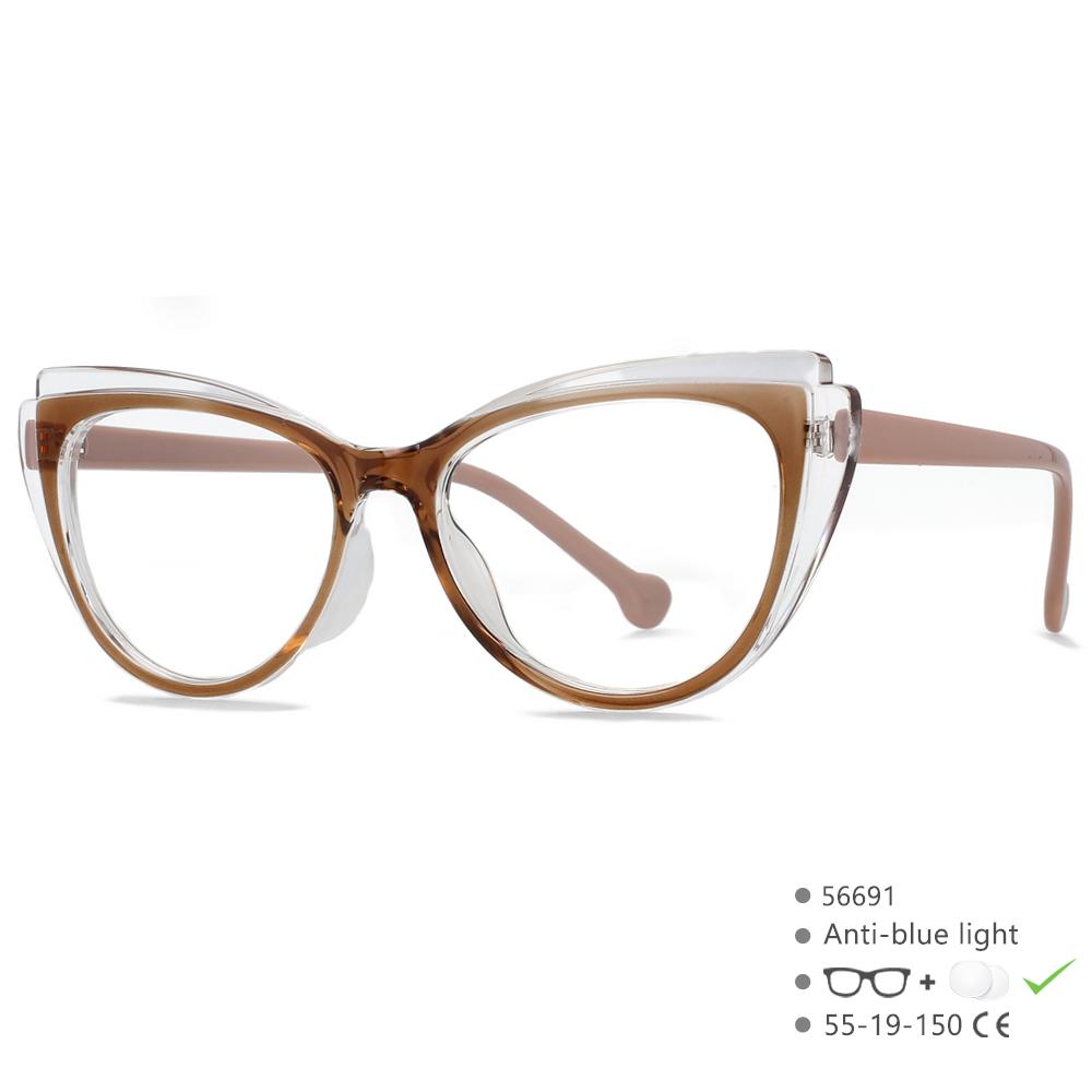 56691 Fashion Rainbow Optical Spectacle Frame Women Cat Eye Coloured Eyebrow Frame Anti Blue Computer Glasses