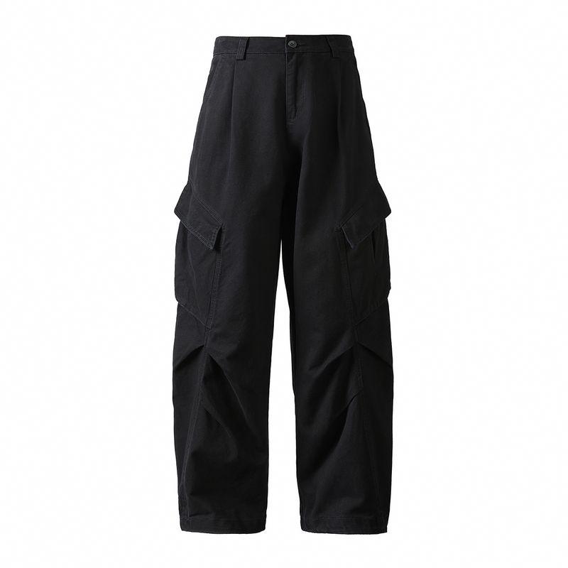 Men's American Retro Deconstructed Design Multi-Pocket Cargo Pants Unisex Loose Casual Pleated Straight-Leg Pants