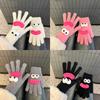 Korean Version of Funny Knitted Gloves for Women In Winter Warm and Cute Cartoon Students with Fingerless Touch Screen Split Finger Woolen Gloves