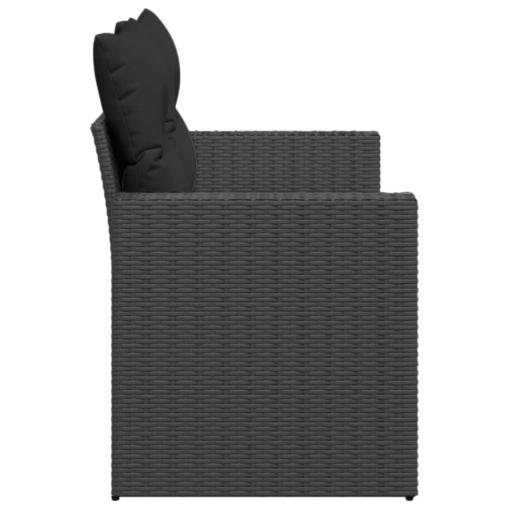 Vidaxl Sofa Ogrodowa Z Poduszkami, 2-Osobowa, Czarna, Polirattan