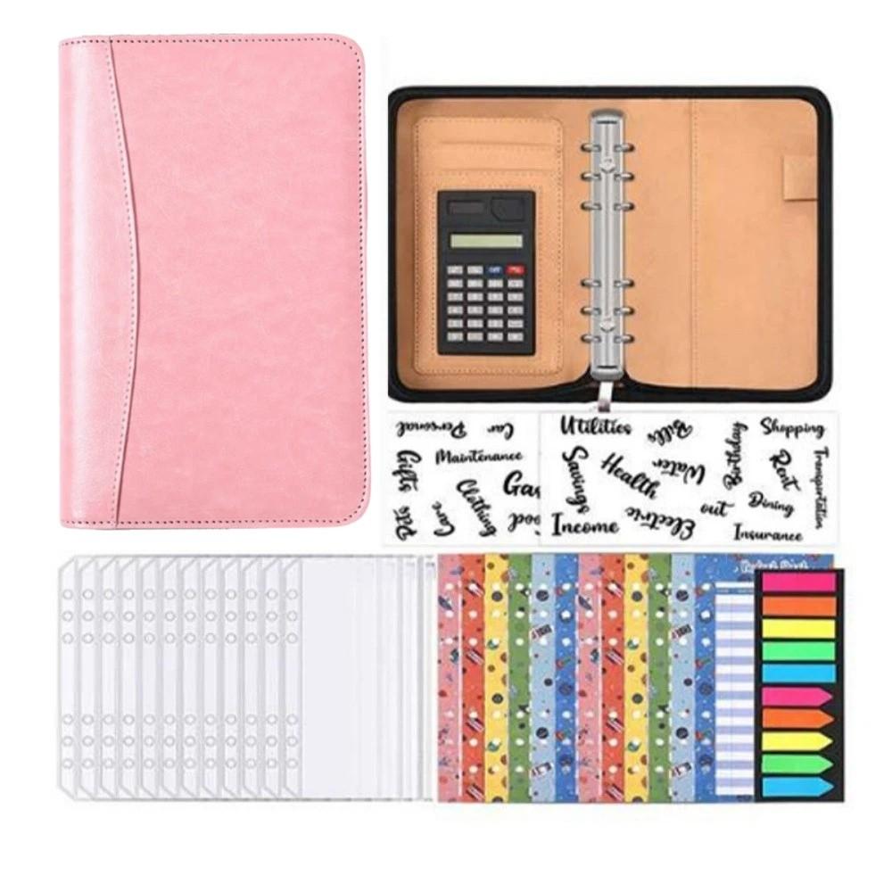 PU Leather Portfolio Binder Cover 6-Ring Business Notebook Loose Leaf Notebook  Conference Use