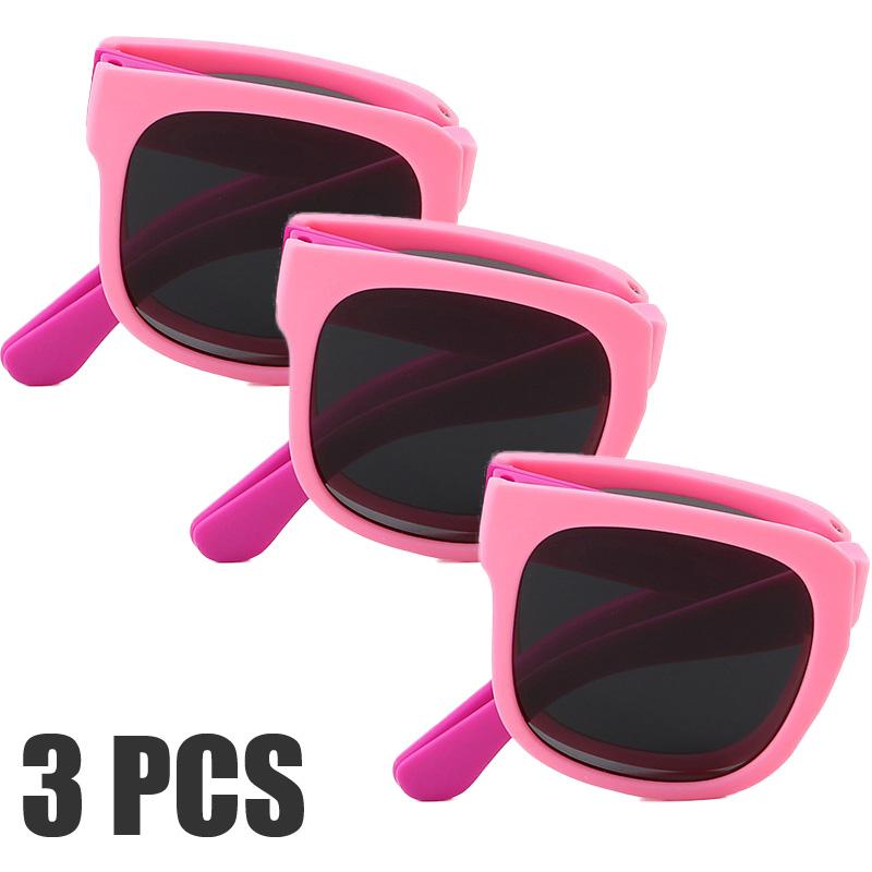 3PCS Foldable Pocket Sunglasses for Kids Boys Girls Outdoor Travel Goggle Shades Eyewear Square Frame UV Protection Sun Glasses