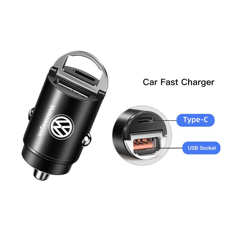 Valve Stems Caps 3 In 1 Retractable Data Cable USB Car Charger Head Auto Accessories For Volkswagen VW RLine R Golf Amarok T5 Ti QF3