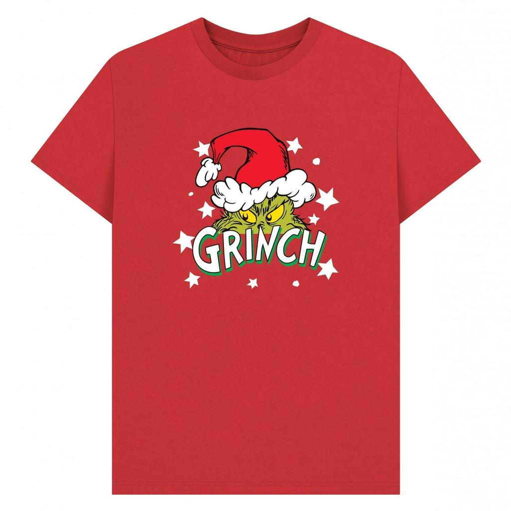 The Grinch Unisex Adult Santa Hat Stars T-Shirt