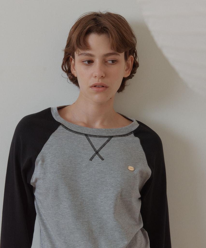 ANOETIC Anc Contrast Raglan Long Sleeve_Black&Grey
