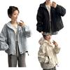 2025 Spring-Autumn Hooded Petite Windbreaker Jacket - Loose, Versatile, and Stylish Workwear Top