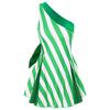 Womens Christmas Party Dress Single Shoulder Sleeveless High Waist A Line Design Bow Knot Stripes Holiday Festival Costume