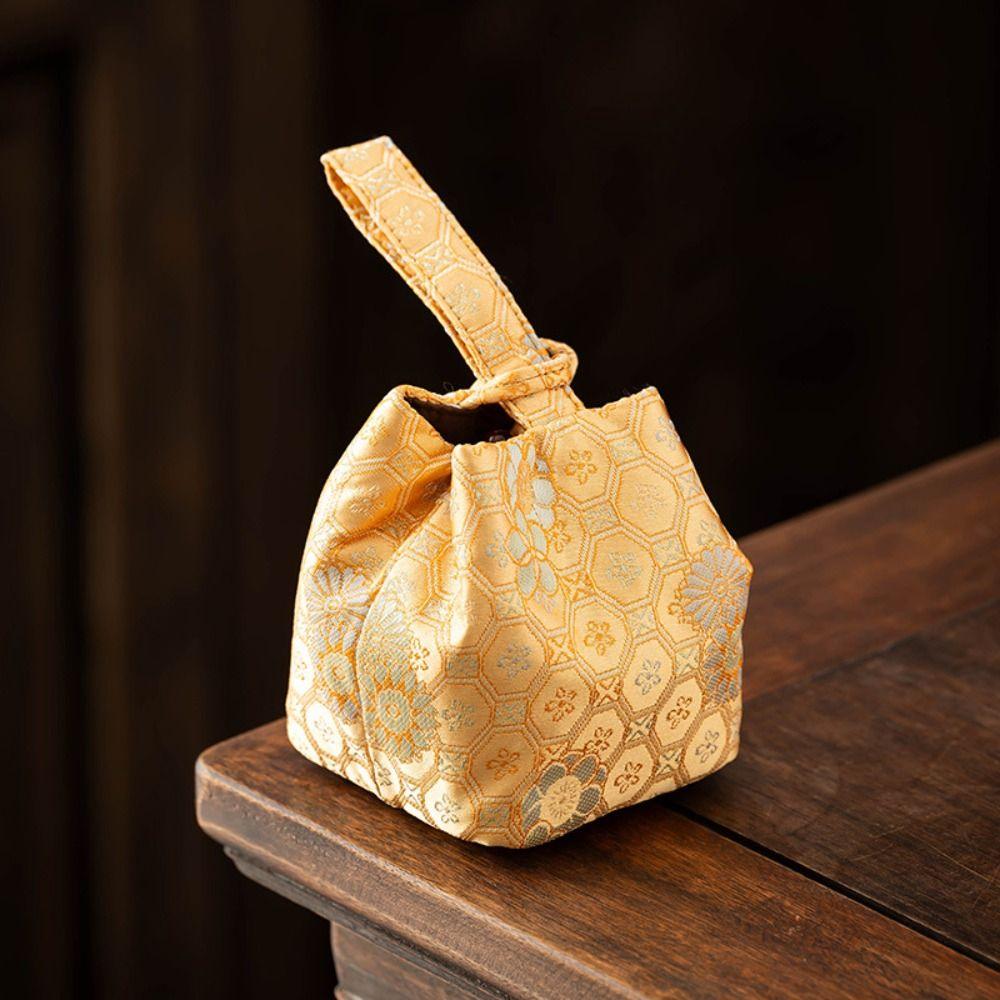 Breakage-proof Teaware Storage Bag Print Small Item Pouch Fashion Embroidered Handbag  Purse