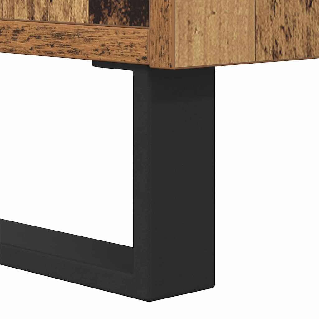 Nightstand Set of 2 Reclaimed Wood & Black 40 X 35 X 47.5 Cm