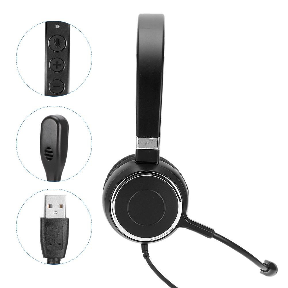 Căști cu microfon pentru trafic telefonic, centru de apeluri, comunicare computer, căști USB, control prin cablu, sunet clar