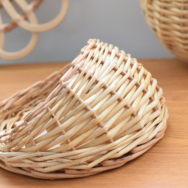 Handmade Rattan and Willow Hanging Basket for Flowers - Blue Pastoral Woven Wall Decor