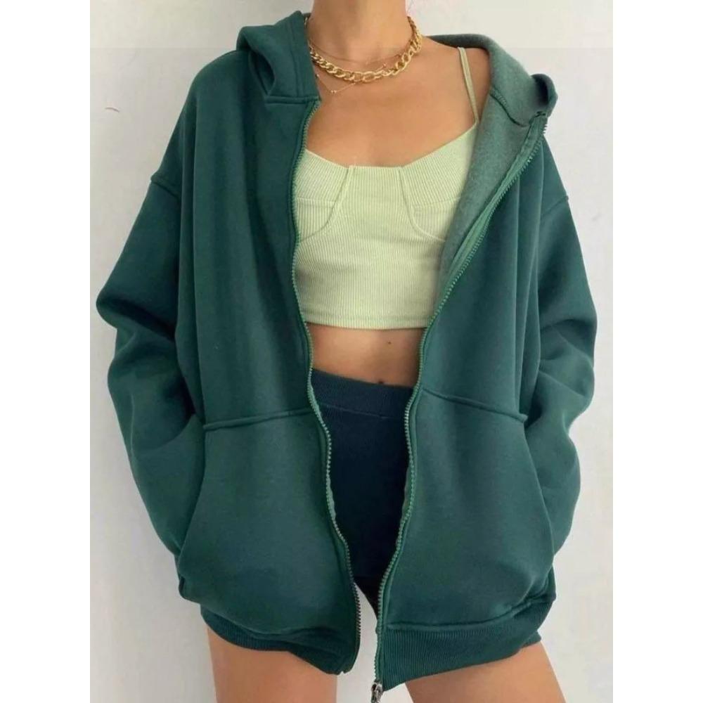 HNXC Dámské vintage ležérní jednobarevný potisk podzim zima bundy a kabáty s dlouhým rukávem a kapucí