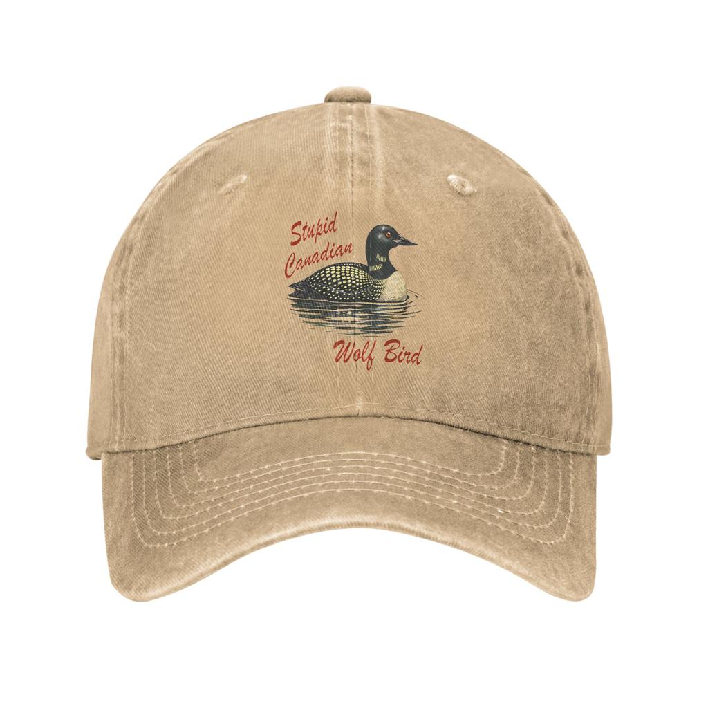 Stupid Canadian Wolf Bird Washed Baseball Cap  Design Print Sun Trucker Hat Spring Unisex Women Hiking Fishing Baseball Caps