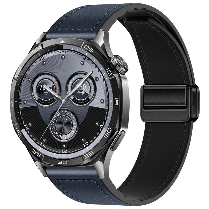 22mm 20mm Skórzany+Silikonowy Pasek do Huawei Watch GT6/GT5/Pro GT4 3 Pro 46mm Sportowa Opaska na Nadgarstek dla Samsung Galaxy Watch 7 6 5 Pasek