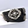 Cintura Nera in Pelle Punk Teschio Stile Strada Americano