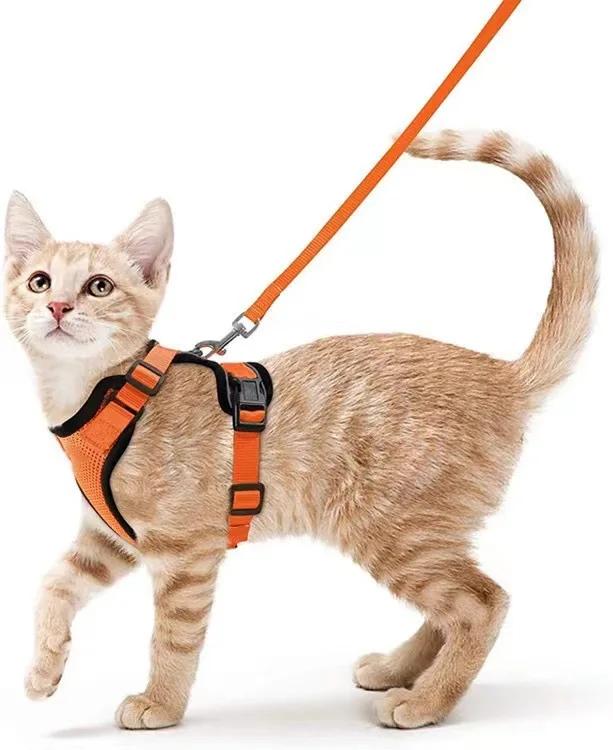 

ATUBAN Cat Harness and Leash Set Stylish Escape Proof Cat Vest Harness Adjustable Breathable Pet Harness with Reflective Trim XS（old） помаранчевий