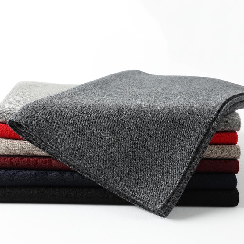 New Men's Wool Scarf, Versatile In Autumn and Winter, Thickened Knitted Monochrome, a Variety of Temperament Simple Cashmere Scarf
