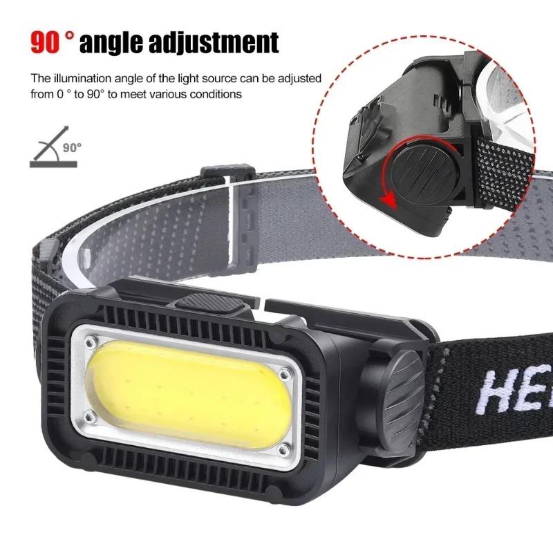 Super Bright Mini COB Headlamp Type-C Charging Headlights 300LM 18650 Head Torch Camping Emergency Portable Waterproof Lantern