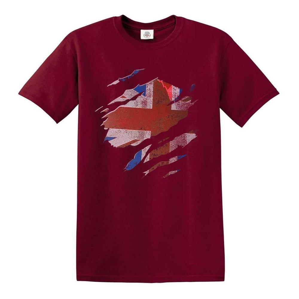 Ripped union jack flag tshirt funny t shirt country british retro fashion sport 2XL