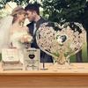 Romantics Wooden Wedding Guest Book With Heart Picture Frame For Bridals Shower And Anniversary Celebration