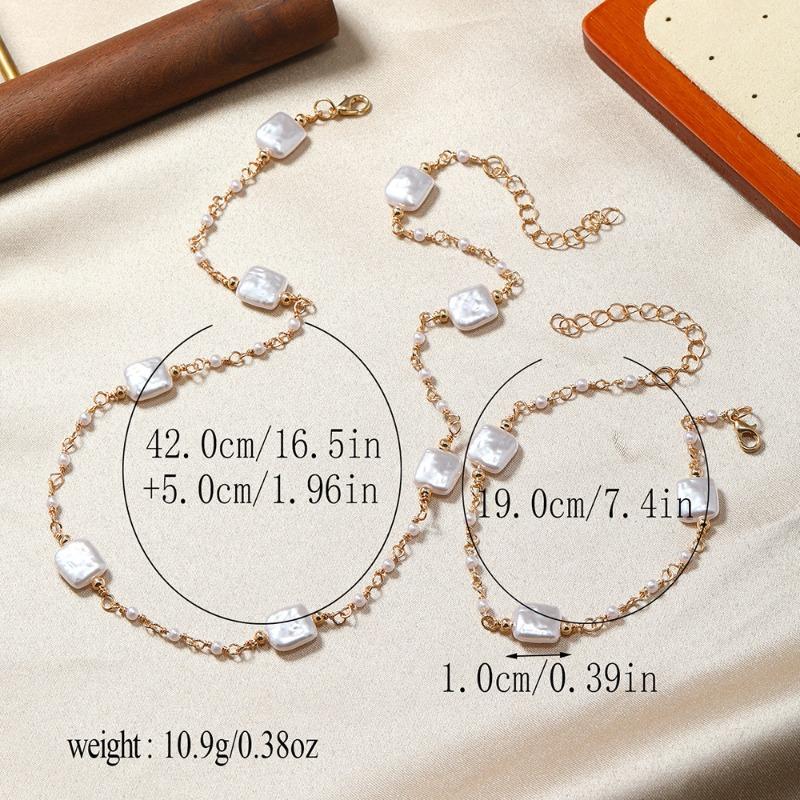 Meier Irregular baroque style elegant assorted pearl set - bracelet & necklace