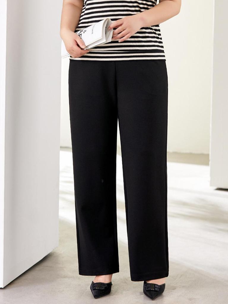 Plus Size High-Waist Slimming Chain Suit Pants for Women, 2026 Spring Collection - Drape Design, Conceal Flesh, Straight Leg Fit