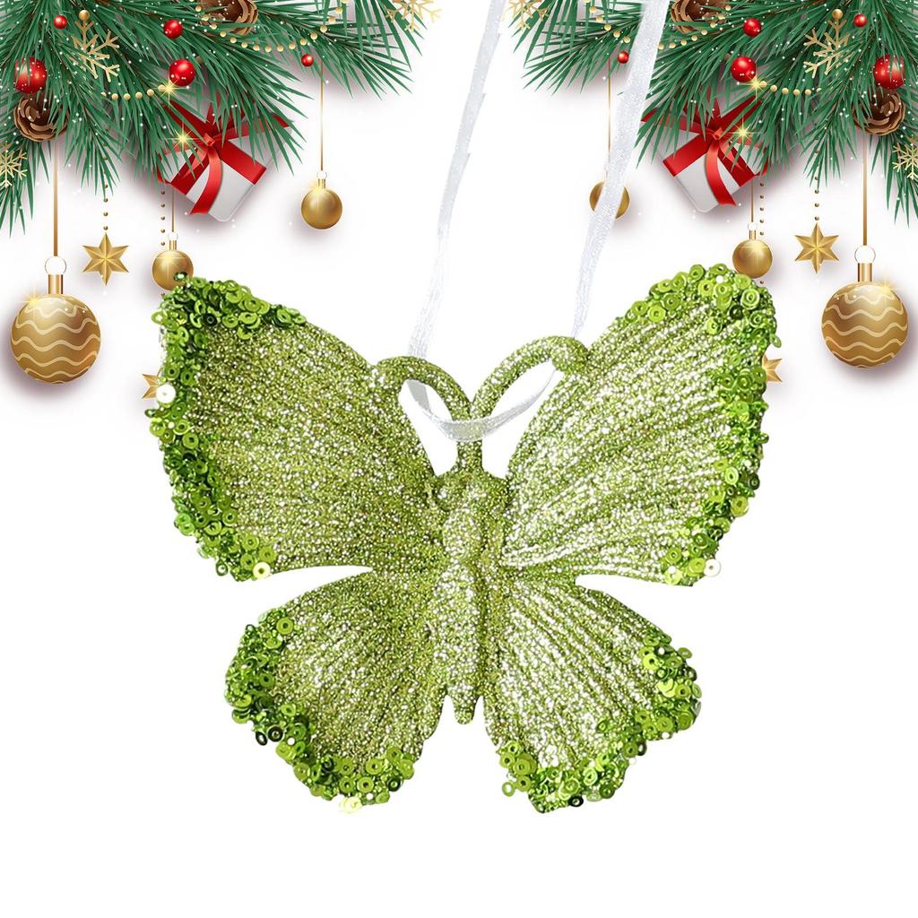 Snowflakes Ornaments 3D Lightweight Festive Green Glitter Detail Pendant Cute Christmas Ornaments for Indoor Home Living Room
