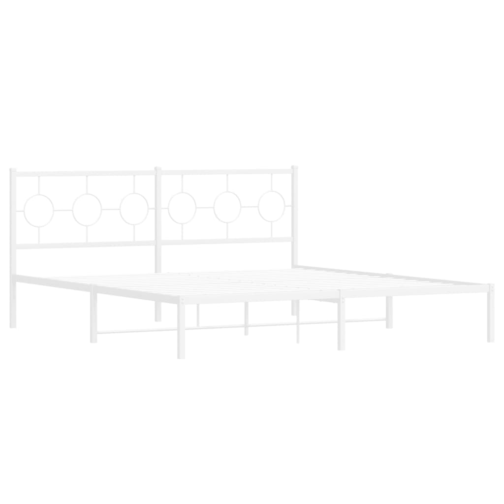 Metal Bed Frame with Headboard White 183 x 213 cm