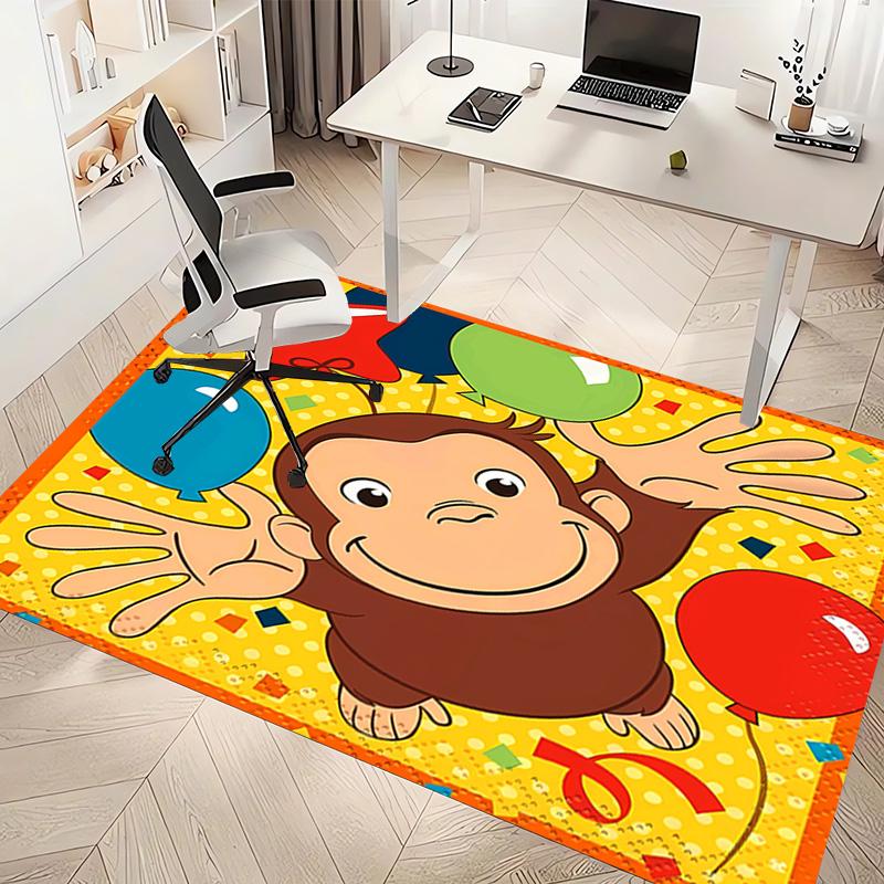 1pc Curious George Print Area Rug - Soft, Washable Non-Slip Indoor Mat, Living Room, Home Office Decorative Rug,Office Decorative