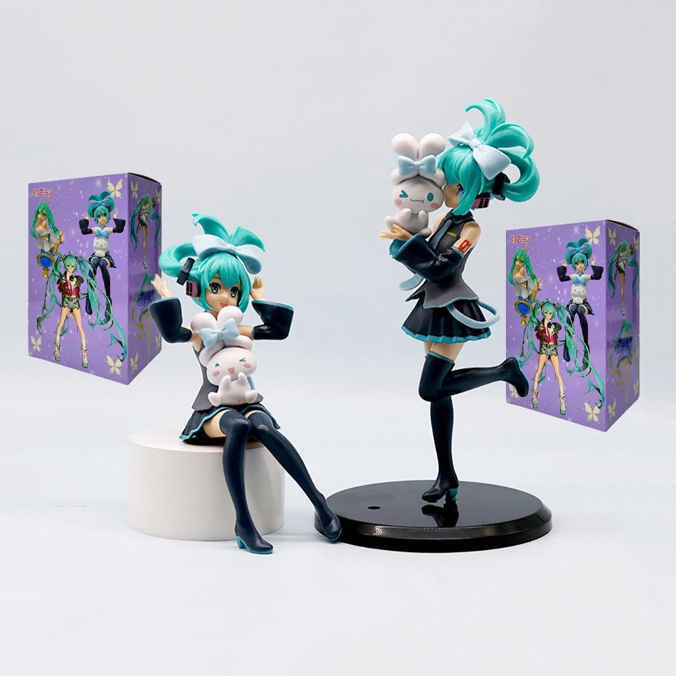 21Cm Anime Hatsune Miku X Cinnamoroll Figurine Anime Peripheral Collectible Model Desktop Decoration Kids Kawaii Gift