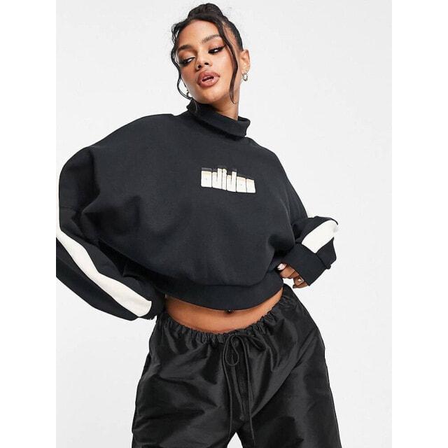 

Черный свитшот с высоким вырезом в стиле ретро adidas Originals ski chic
