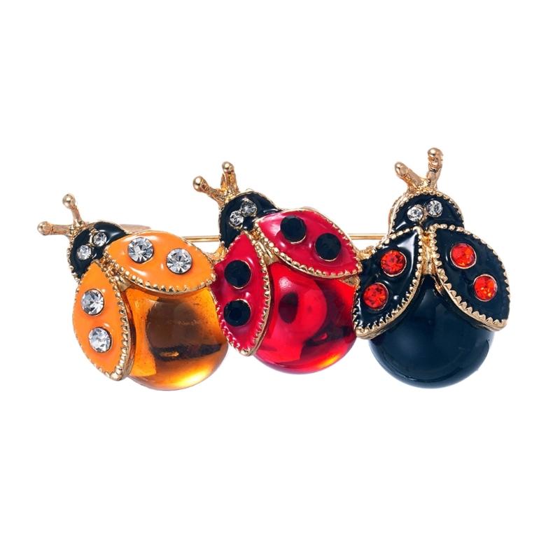 

3 Colorful Ladybugs Brooch Zinc Alloy Lightweight Stylish Jewelry For Parties And Daily Wear Clothing Decoration 1