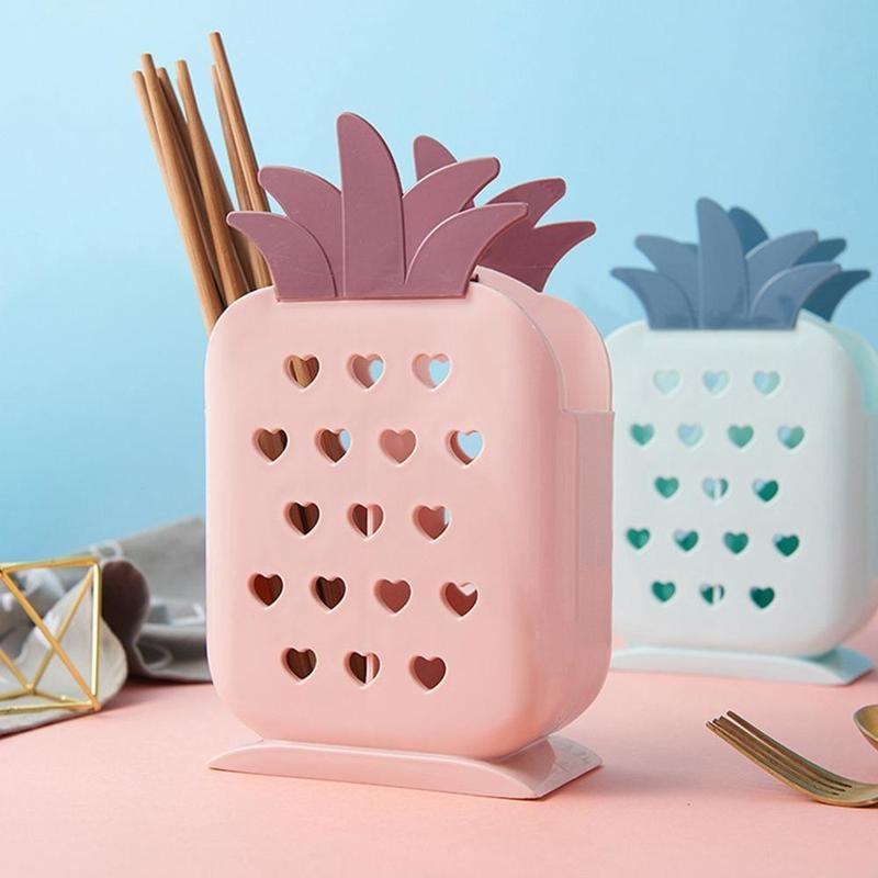 Kitchen Storage Rack Pineapple Drain Chopsticks Cage Plastic Chopsticks Spatula Spoon Hanging Basket