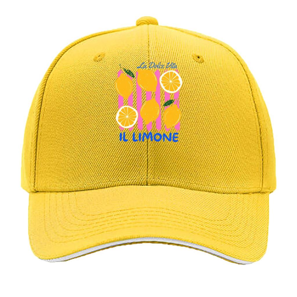 La Dolce Vita Il Limone Lemon Slice Art Sandwich Baseball Cap Unisex Women Sun Cap Outdoor Workouts Hat