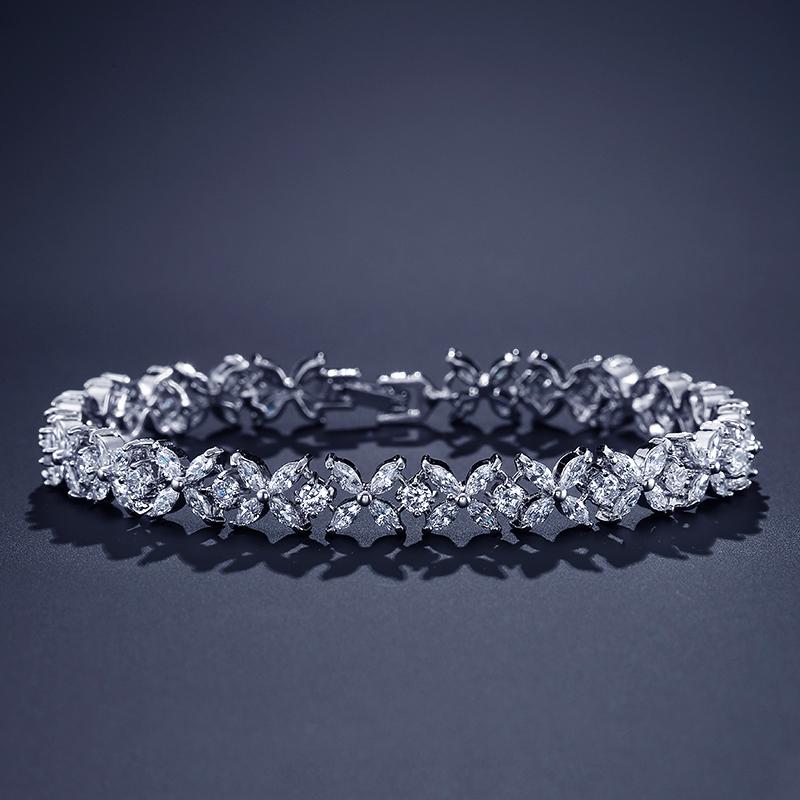 ZAKOL High Quality AAA Cubic Zirconia Tennis Bracelet Shiny Crystal Zircon Charm Bracelets Bridesmaid Zircon Gift