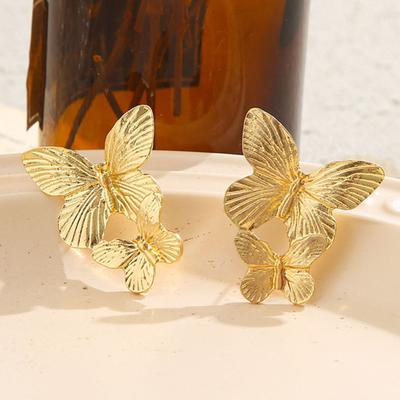 Bohemian Dainty Gold Big Butterfly Leaf Earrings Big Dainty Gold Irregular Spiral Fan Leaf Drop Earrings Statement Charm Earring Punk Jewelry